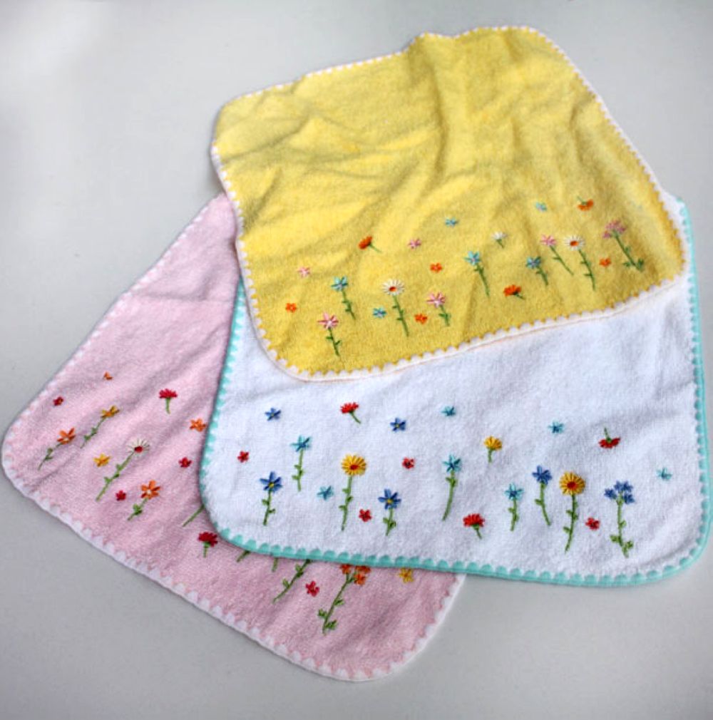 Embroidered square towels