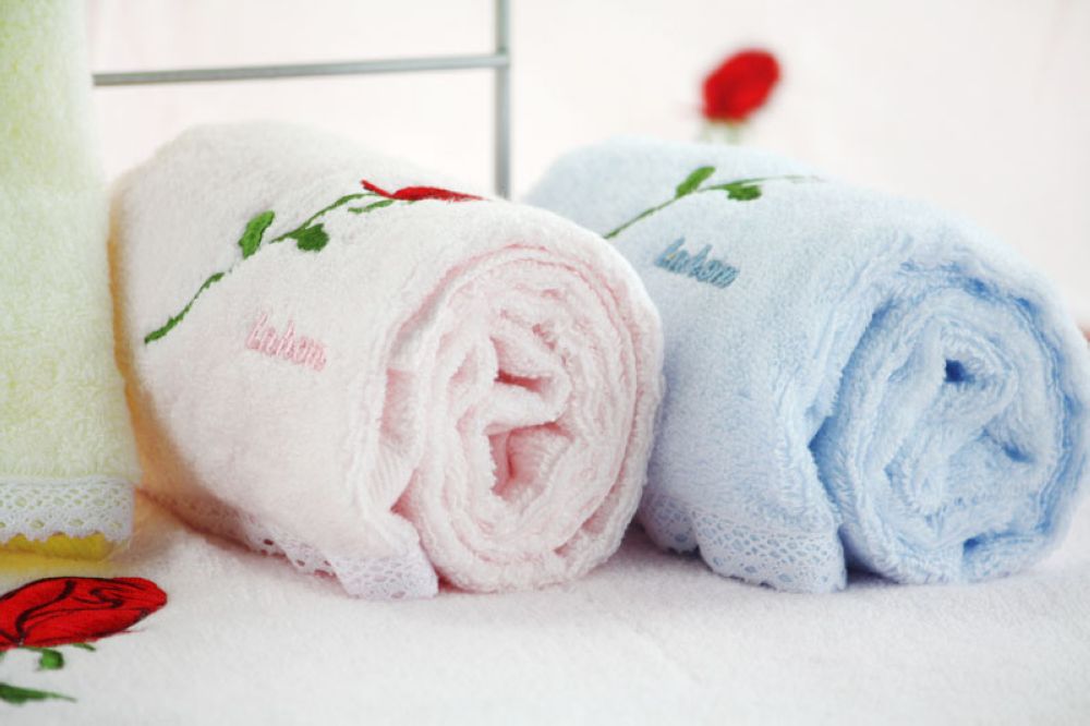 Embroidered bath towels