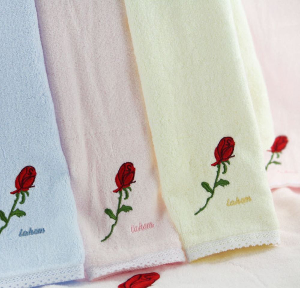 Embroidered bath towels