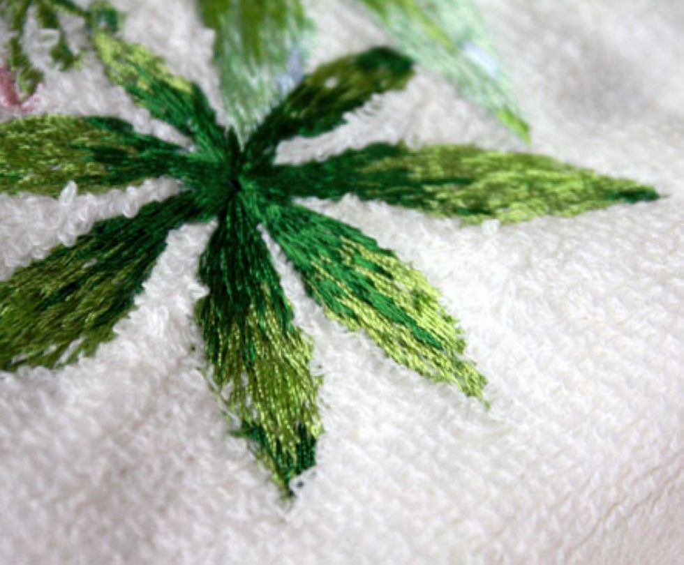 Embroidered white bath towels